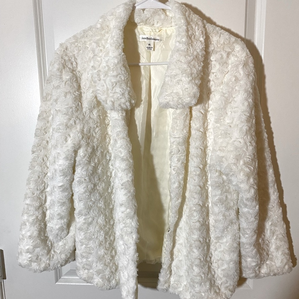John Paul Richard -white faux fur jacket